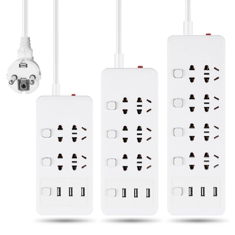 

AU Plug to CN EU socket 1.8M multi-function power strip Independent switch multi-hole terminal panel Extension Socket