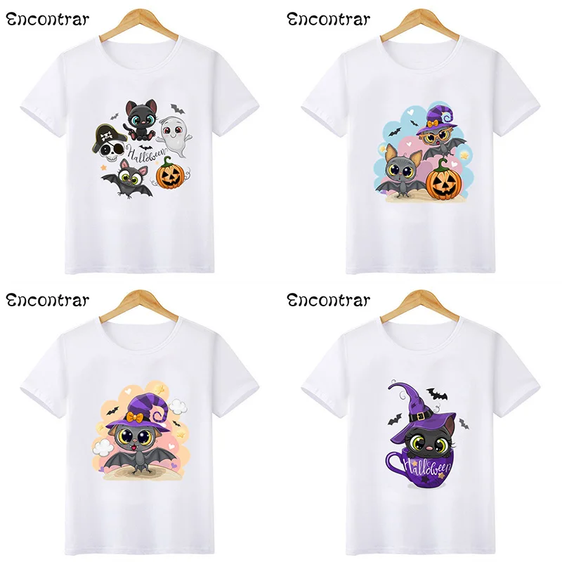 

Halloween Bat Pumpkin Boo Cartoon Print Kids T-shirts Baby Boys/Girls Clothes Funny T shirt Summer Casual Children Tops,HKP5465