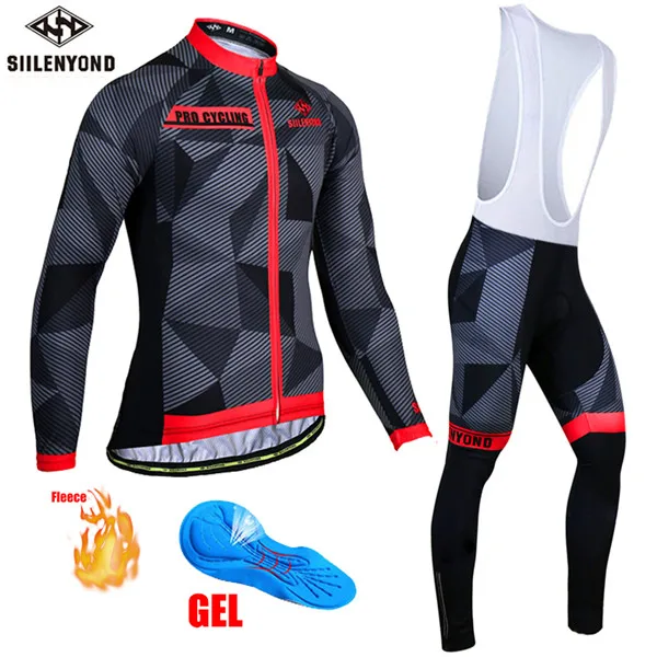 SIILENYOND Велоспорт Джерси pad велосипедные брюки ropa ciclismo набор для мужчин зимний термальный флис roupa велосипед велосипедный Майо Culotte одежда - Цвет: CBJ-BT-S2602