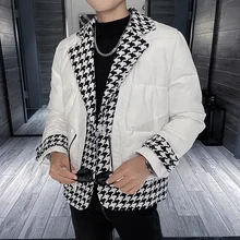 

Brand Clothing Men of High-Grade Slim Fit Parker Winter Korean Fashion Stitching Suit Collar Thickened Warm Cotton-Padded Coat