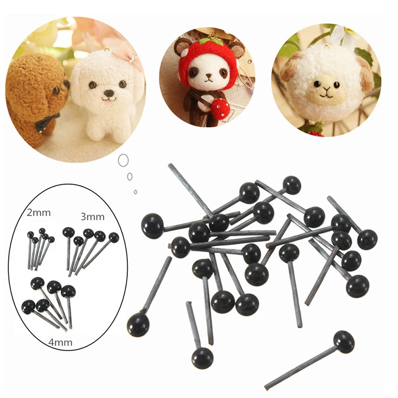 100 piezas de plástico negro-ojos-kits para aguja fieltro oso muñecas juguete 4mm 