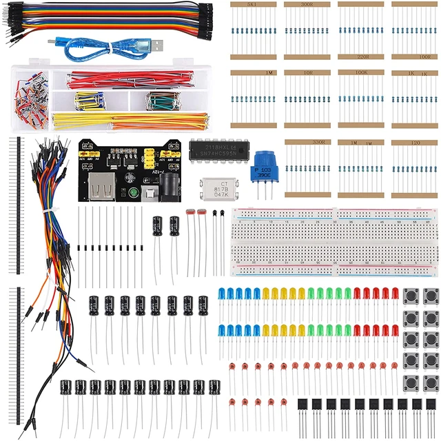 Electronics Component Fun Kit w/ Power Supply Module,Jumper Wire