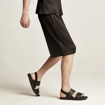 

EWQ / Pleated shorts male 2020 summer loose trend straight knee length pants all-match wide-leg casual pants high quality 9Y488