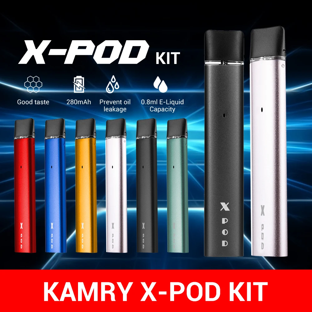 Kit de vapeo Kamry X Pod Box Mod, batería de 280mah, sistema Pod de cigarrillo electrónico, pluma de vapeo de 0,8 ml, potencia LED VS minifit