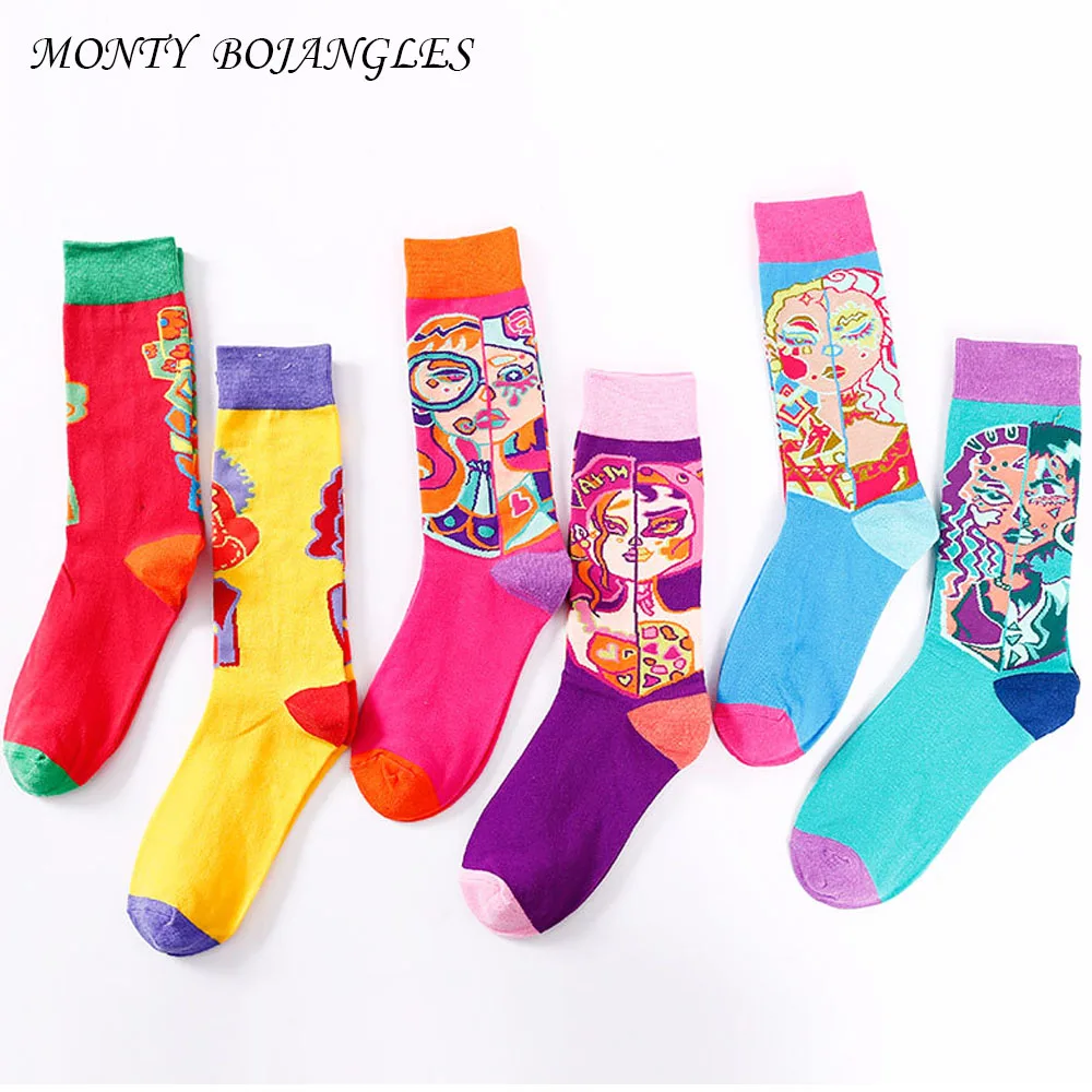 Женские хлопковые носки хлопчатобумажные забавные носки теплые носки женские хлопчатобумажные носки зимние носки милые носки с принтами женские Носки с рисунком