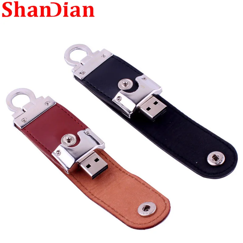SHANDIAN коричневые кожаные флеш диск USB 2 0 4GB/8GB/16GB/32GB/64GB 128GB брелок накопителей и