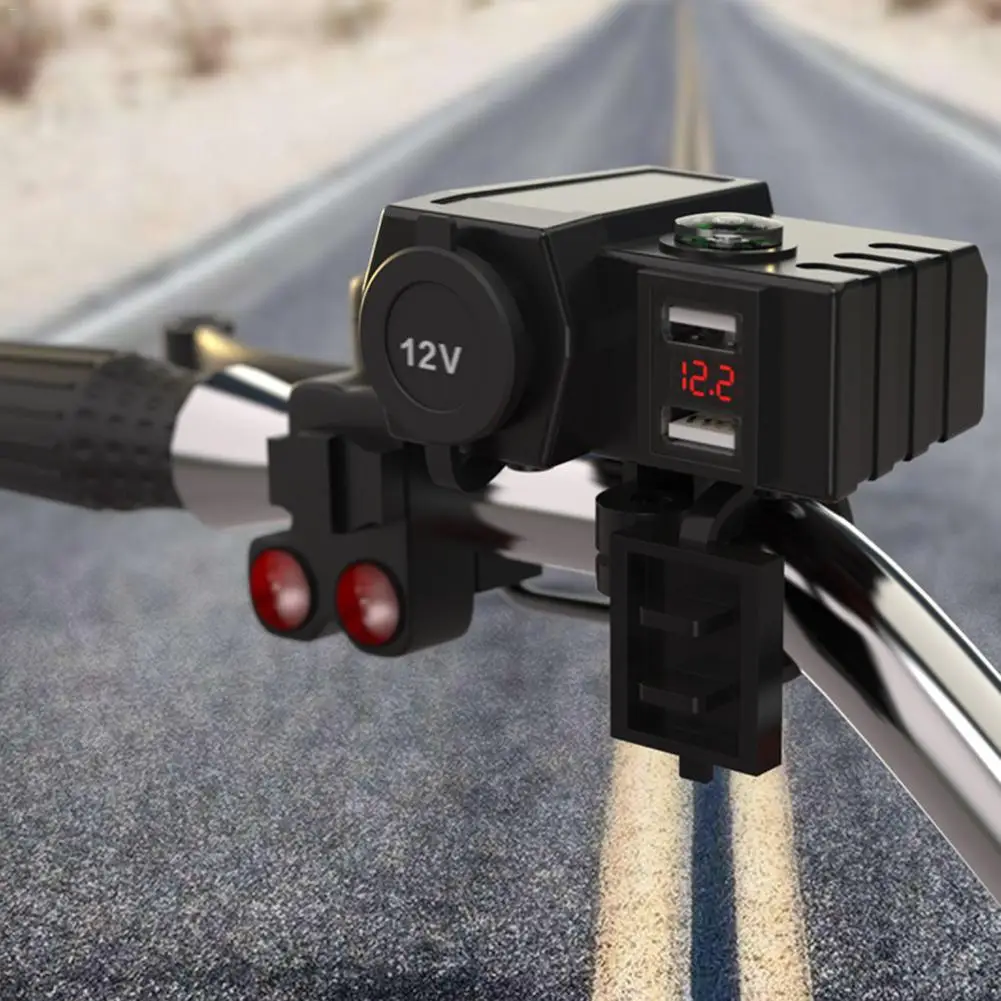 Зарядное устройство для мотоцикла с компасом двойной Usb разъем вольтметр дисплей