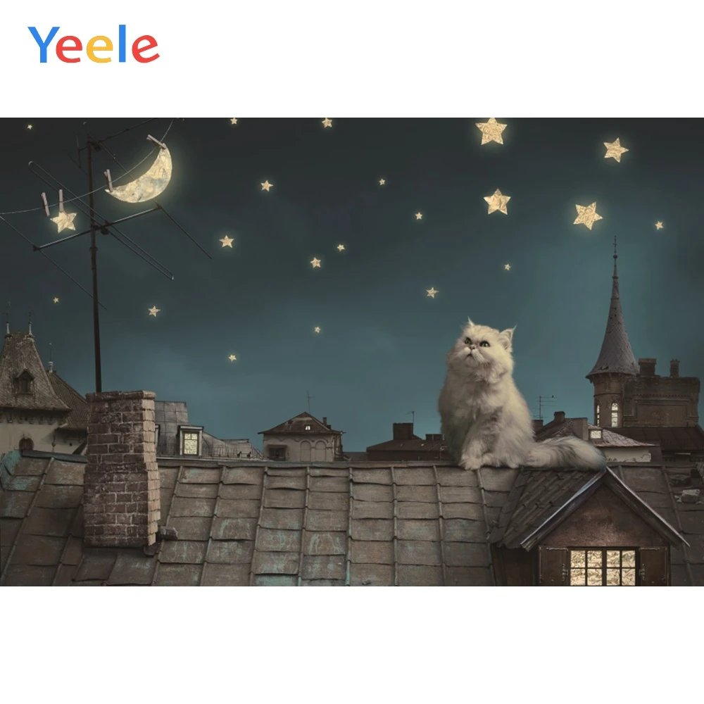 

Baby Shower Twinkle Star Cat Moon Room Decor Photography Vinyl Backdrops Personalized Photographic Background For Photo Studio