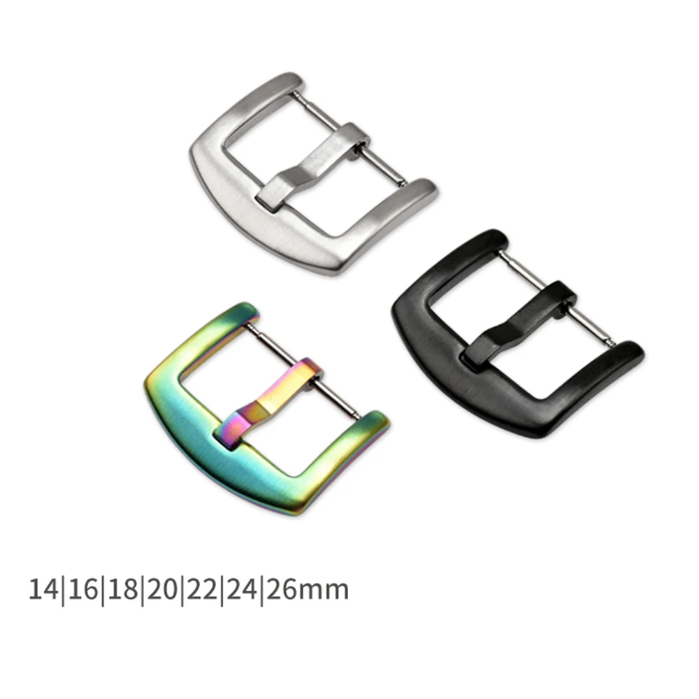 

Metal Pin Buckle Watchband 14mm 16mm 18mm 20mm 22mm 24mm 26mm Silver Black Colorful Stainless Steel Clasp Watch Band Accessories