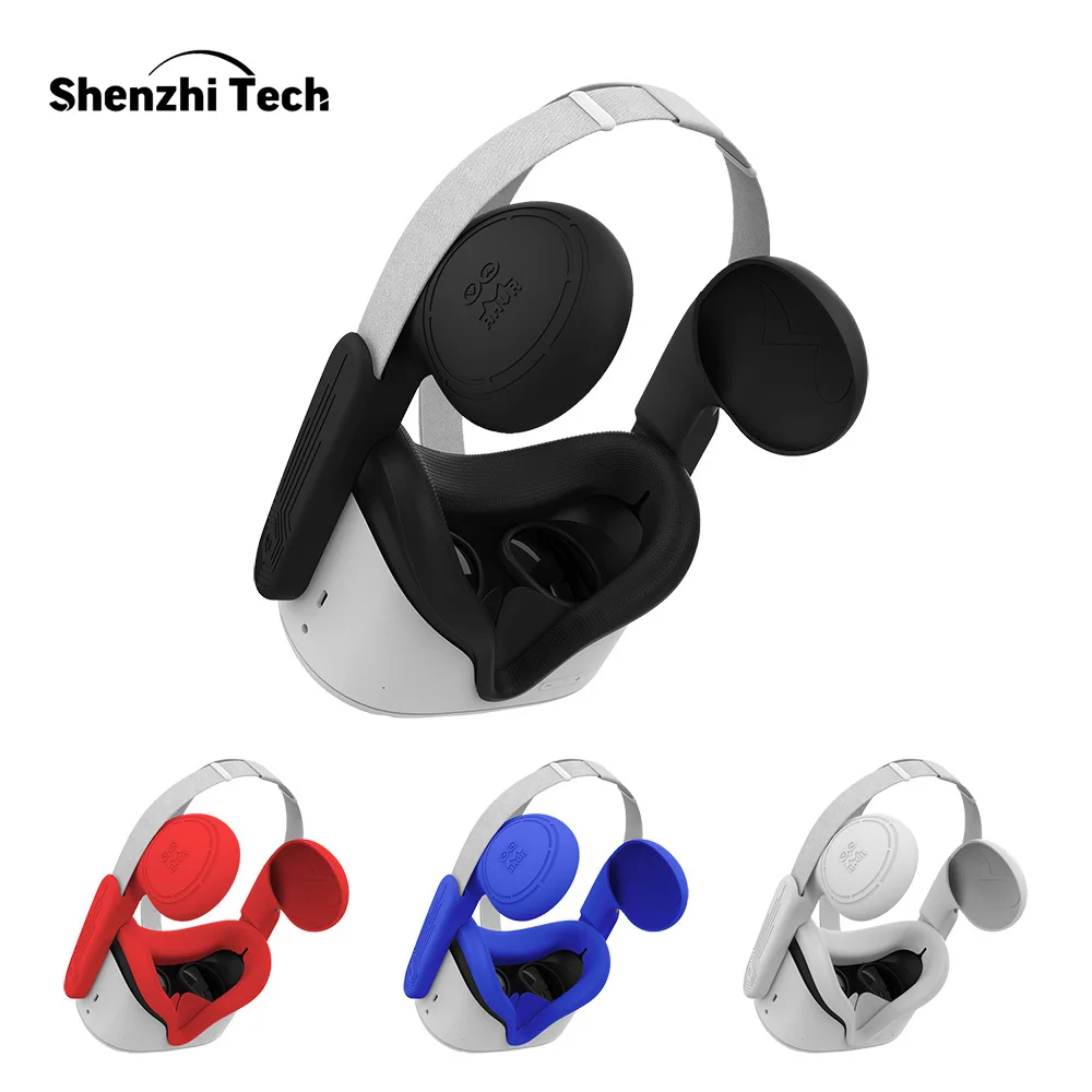 Silicone Ear Muffs for Oculus Quest 2 Eye Mask Cover VR Headset to Enhanced Headset Sound Face Pad Cushion for Oculus Quest 2
