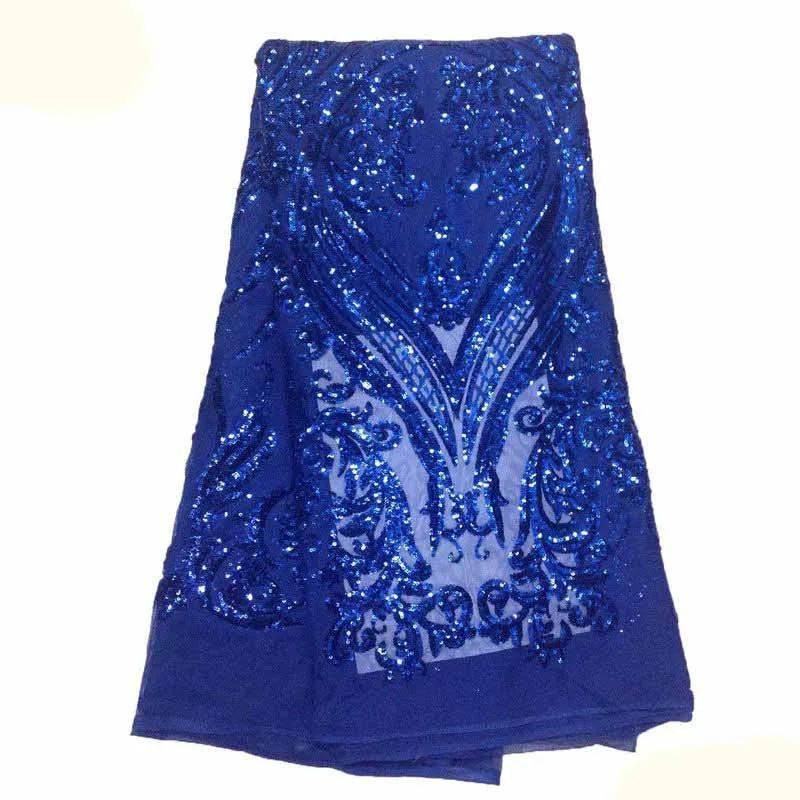 royal blue 5 ярдов темно-зеленые блестки ткань для вечерних платьев вышитая сетчатая ткань для свадебной вечеринки Выпускные платья сеточный кружевной материал - Цвет: royal blue