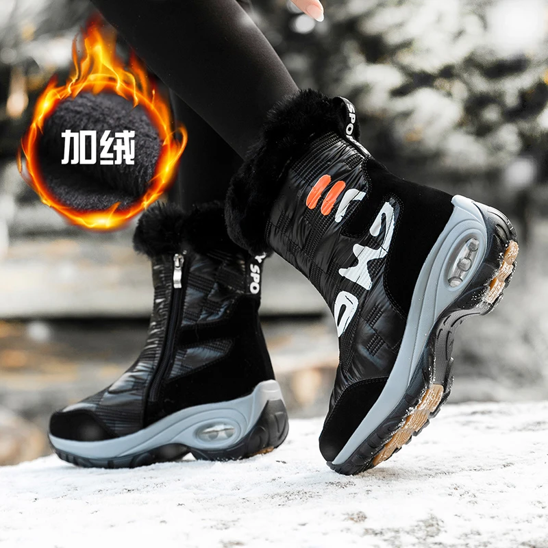 Botas altas de cuero hasta el muslo para botines a la moda, con plataforma, cómodas, para mantener el calor, invierno, 2021|Botas de nieve| - AliExpress