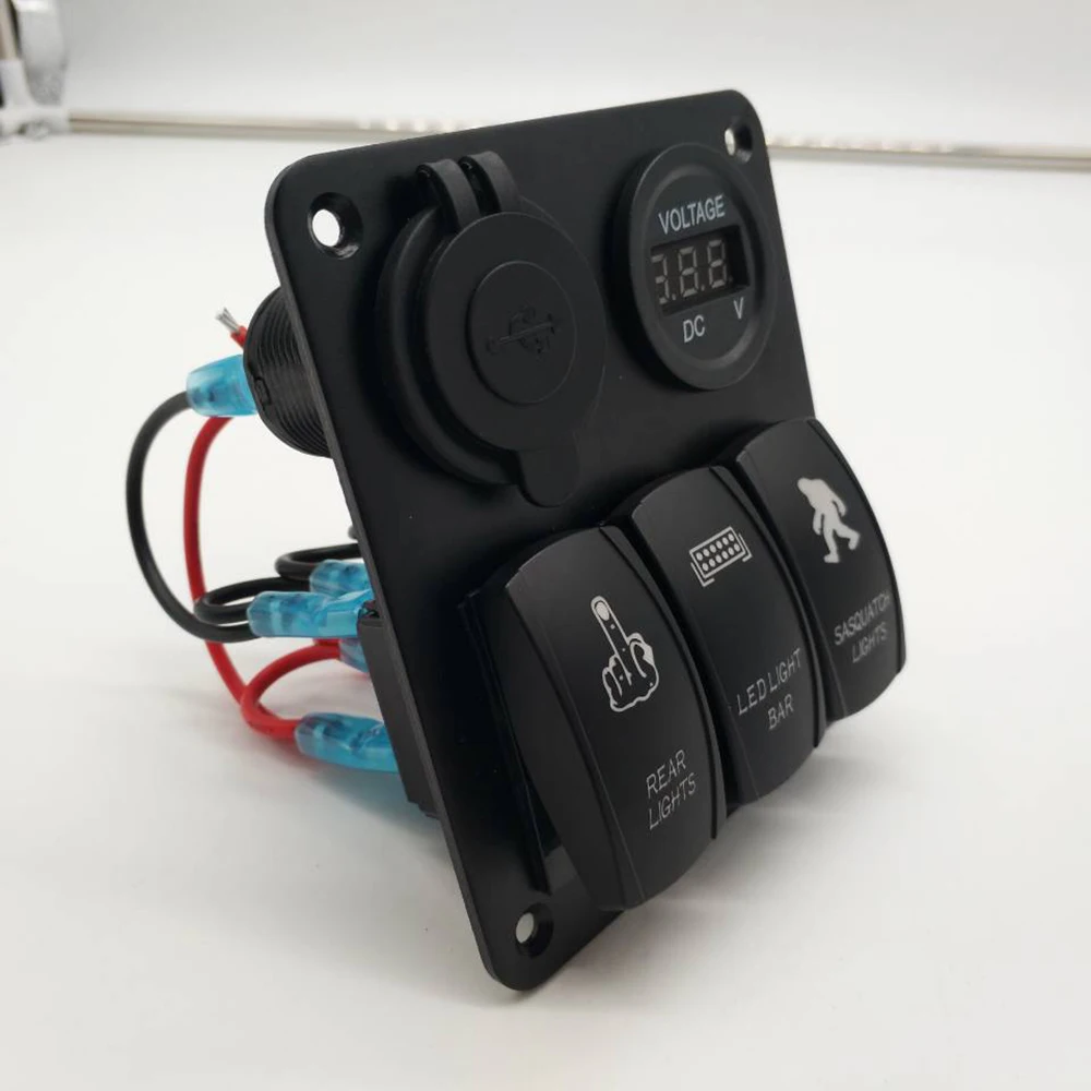 3 Gang кулисный переключатель Панель Dual USB Зарядное устройство Универсальный Водонепроницаемый Чехол встроенный светодиодный индикатор автомобиля Настенные Переключатели Реле