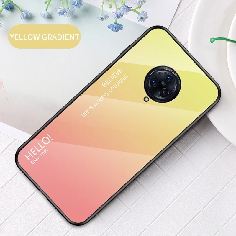 Мода Градиент Стекло телефон крышка для Vivo Nex 3 силиконовые полный защитный бампер чехол для Vivo Nex3 5G на заднюю панель для телефона 6,89" - Цвет: Цвет: желтый