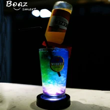 Светодиодный светильник Boaz круглой формы, подстаканник для бутылки, коврик для чашки, индукционный светильник, подстаканник с питанием от батареи, для дома, вечерние, Клубные, для бара