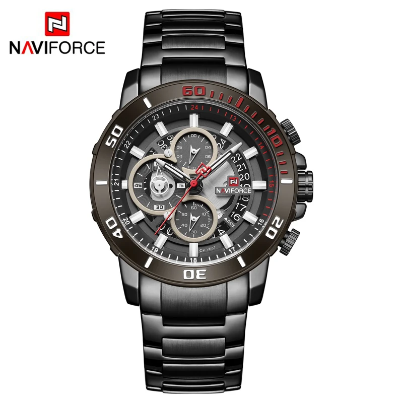 B B Мужские часы NAVIFORCE Топ люксовый бренд модные спортивные кварцевые часы Alanog мужские водонепроницаемые наручные часы Мужские часы Relogio Masculino - Цвет: B B