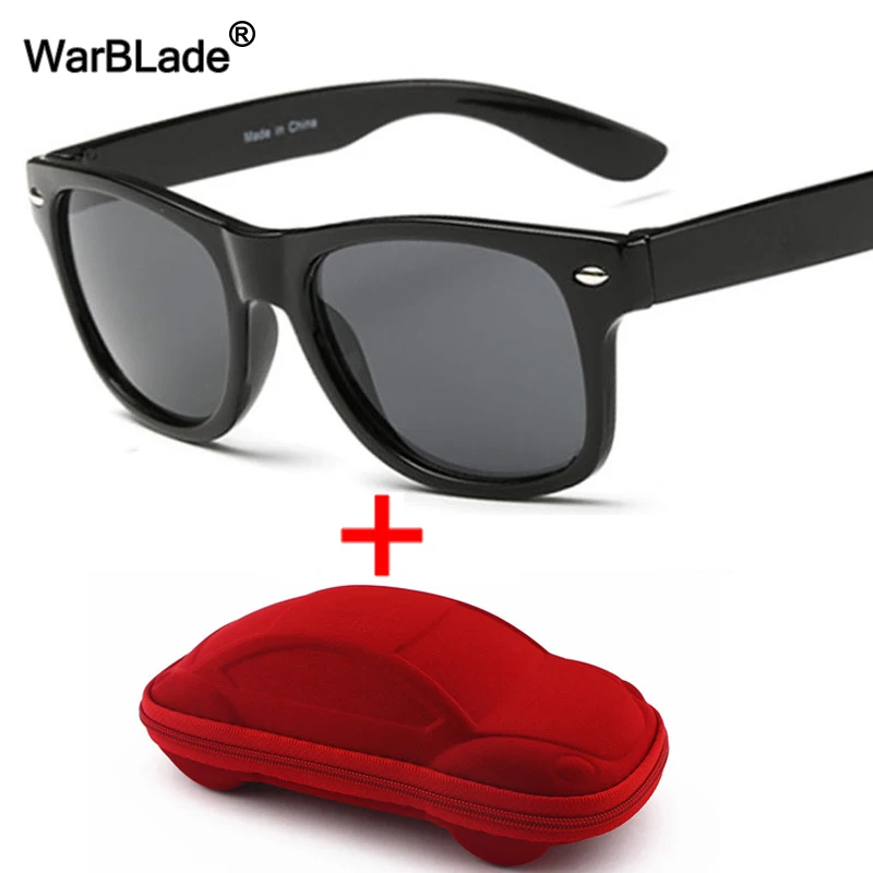 black grey redcase WarBLade крутые детские солнцезащитные очки, детские солнцезащитные очки с защитой от ультрафиолета для мальчиков и девочек, детские очки с покрытием, линзы с защитой от ультрафиолета 400, чехол - Цвет линз: black grey redcase