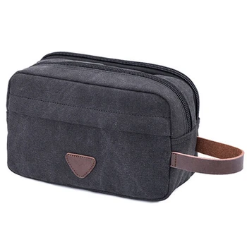 

Men Travel Canvas Shaving Kits Cosmetic Makeup Organizer Women Toiletry Bag with Double Compartments Kosmetyczka Beauty Holder