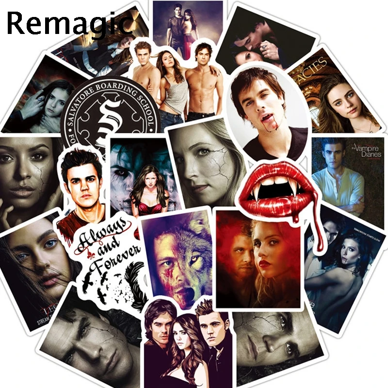 50pcs The Vampire Diaries TV show DIY Stickers pack anime vintage paster cosplay scrapbooking phone laptop decoration accessory | Дом и сад