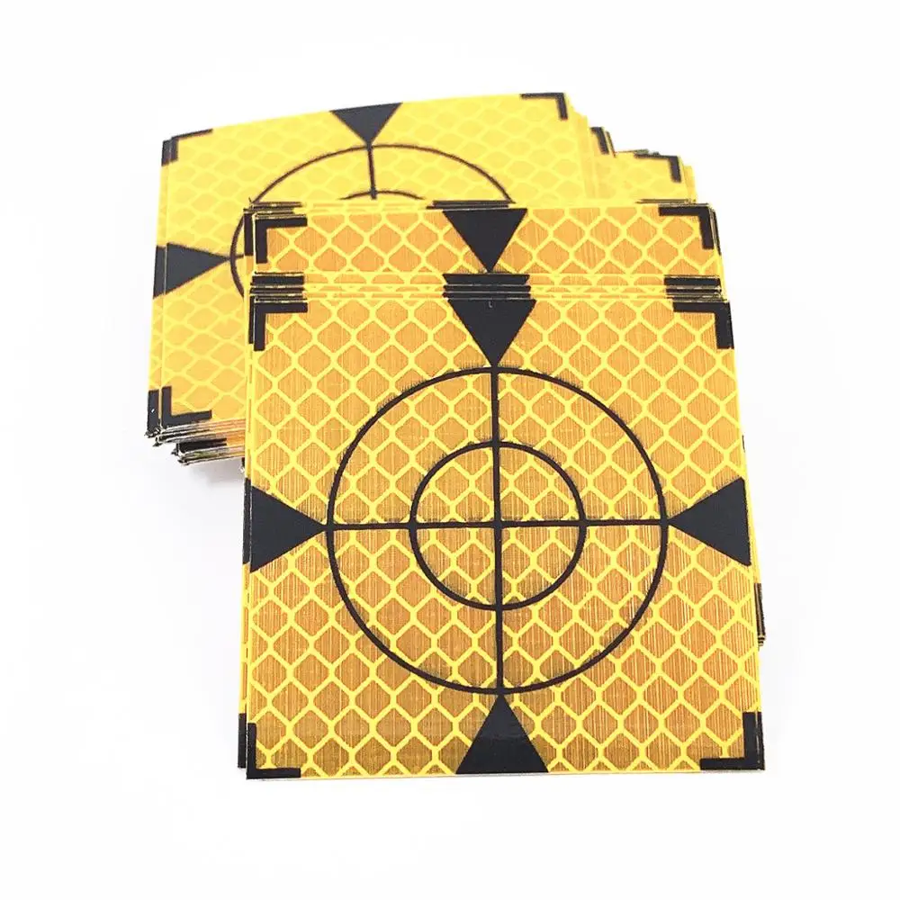100pcs 20pcs 노란색 반사판 시트 크기 100mm * 100mm 반사 테이프 대상 10cm 조사 토탈 스테이션 10*10cm