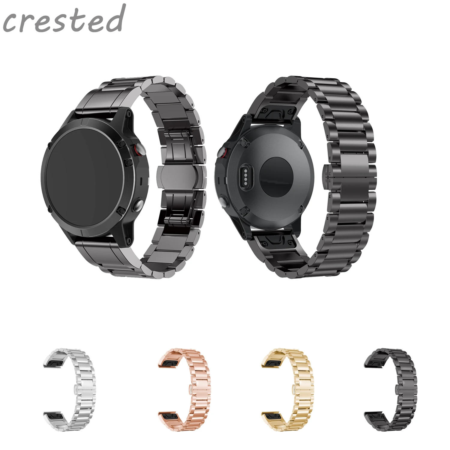 

stainless steel watch band for garmin fenix 5 Butterfly buckle watch band Three bands bracelet strap