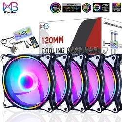 Wovibo – ventilateur de refroidissement, 120mm, ARGB RGB, 6 broches, arc en ciel, châssis, 12V, silencieux, ajustable, synchronisation Aura, 12cm 