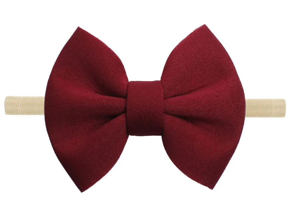 with headband MengNa, 4 дюйма, нейлоновая повязка на голову для маленьких девочек, однотонные банты для волос, ободок для волос, эластичная резинка для волос, Детские волосы для девочек, аксессуары, 36 шт./лот - Цвет: with headband