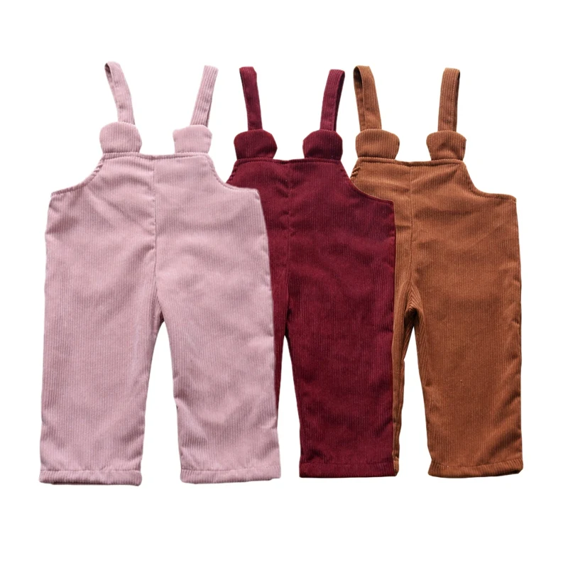 

Autumn Baby Girls Suspender Pants Children Cotton Solid Pattern Pants Overalls Trousers New