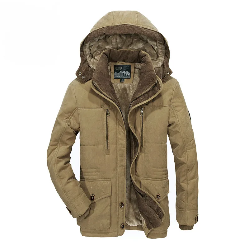 

Men Winter Jacket Plus Thick Warm Coat Jacket Men's Casual Hooded Coat Jacket Size 4XL 5XL 6XL Solid Tide Men Utility Clothes