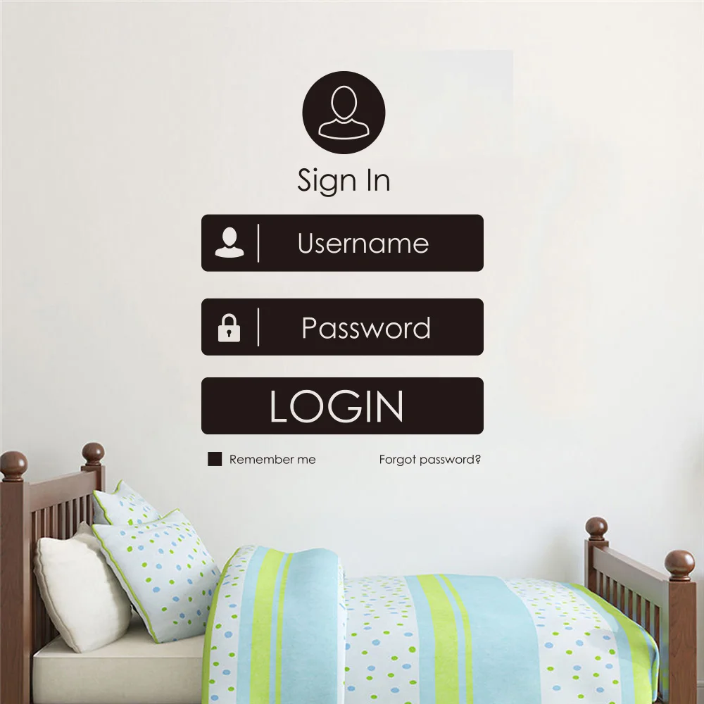 Forma de login moderno jogo adesivo de parede escritório sala de jogos  grande login engraçado decalque da parede crianças sala de jogos vinil  decoração da sua casa _ - AliExpress Mobile