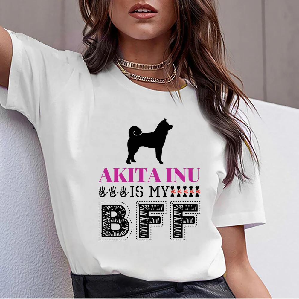 Топы Футболка Для женщин отметьте Лисья Секретная служба (inu is my bff с О-образным