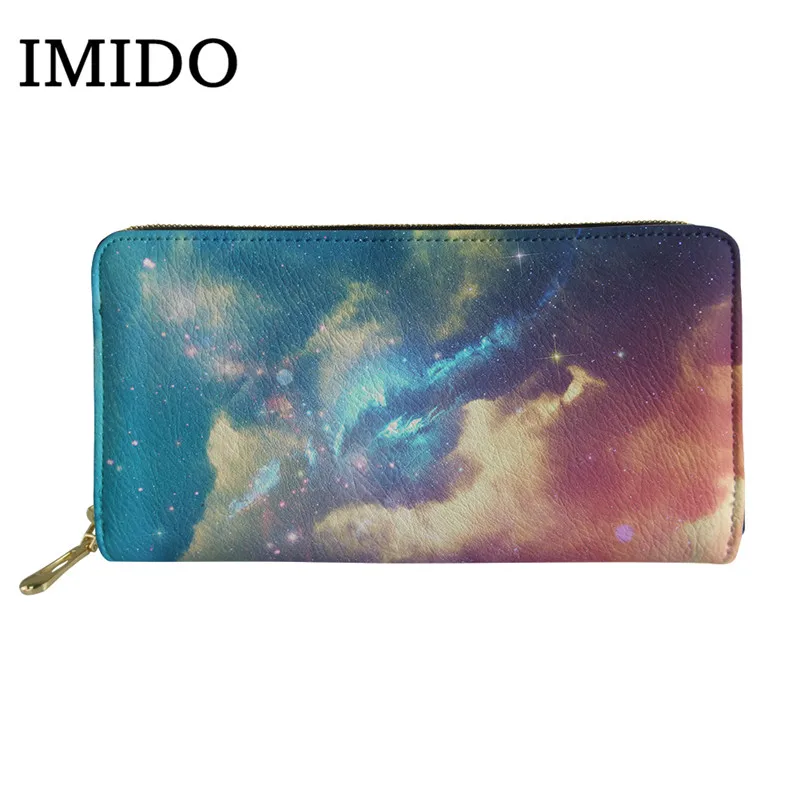IMIDO, 3D, космос, огромная Вселенная, звездное небо, солнечная система, узор,, новинка, длинный женский кошелек, кошелек для денег, сумка для монет - Цвет: as picture