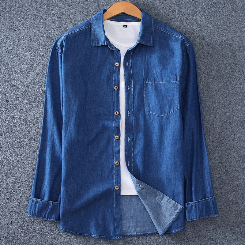 5xl 6xl 7xl 8xl Men's Denim Shirt 