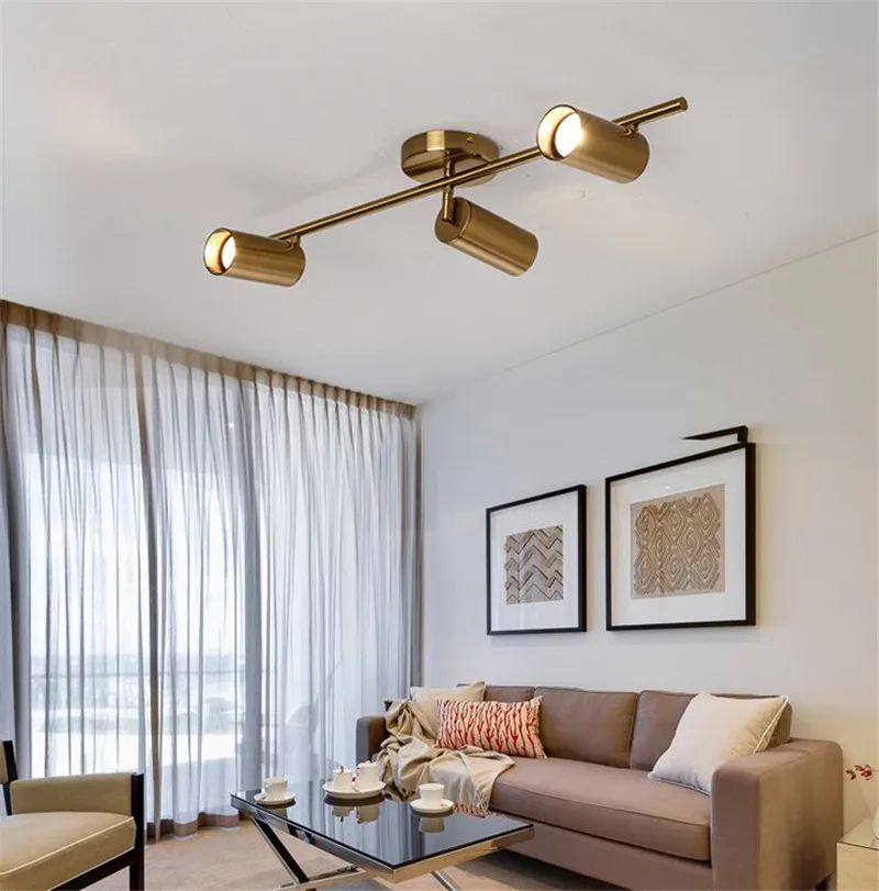 7W GU10 LED Ceiling Lights for Living Room Mounted Ceiling Lamp Industrial Loft Ceiling Lamps Gold Adjustable Lighting Fixtures