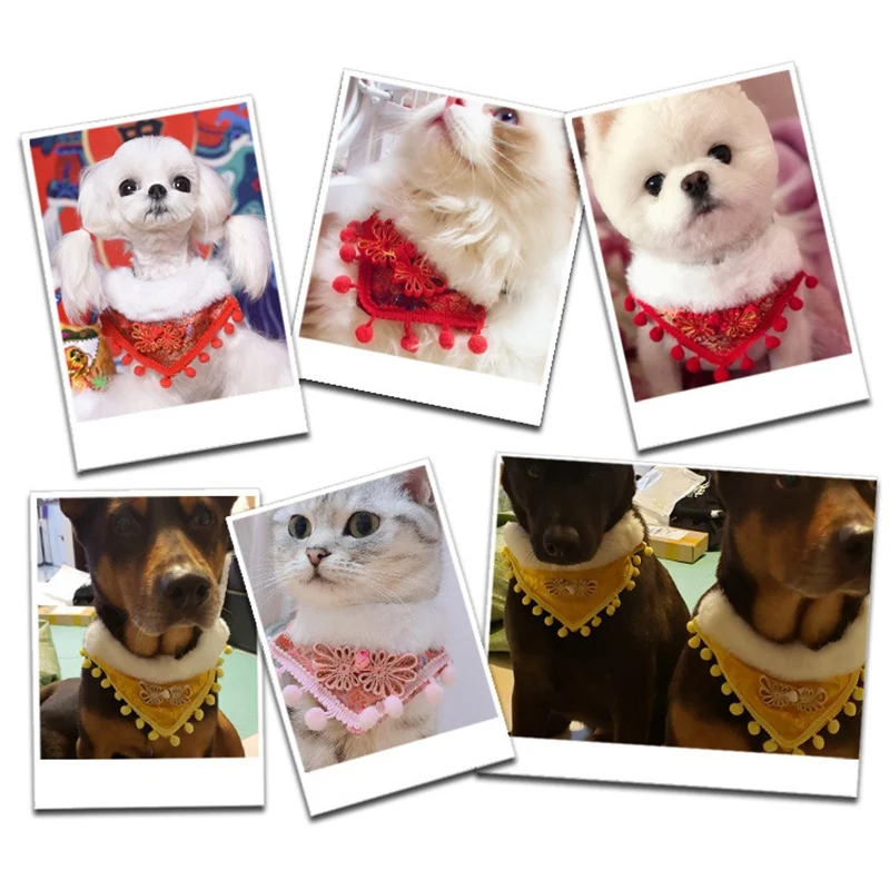Christmas Dog Accessories Warm Pet Bandana Short Plush Dog Scarf Cute Pet Accessories for Puppy Cat Winter Dog Supplies