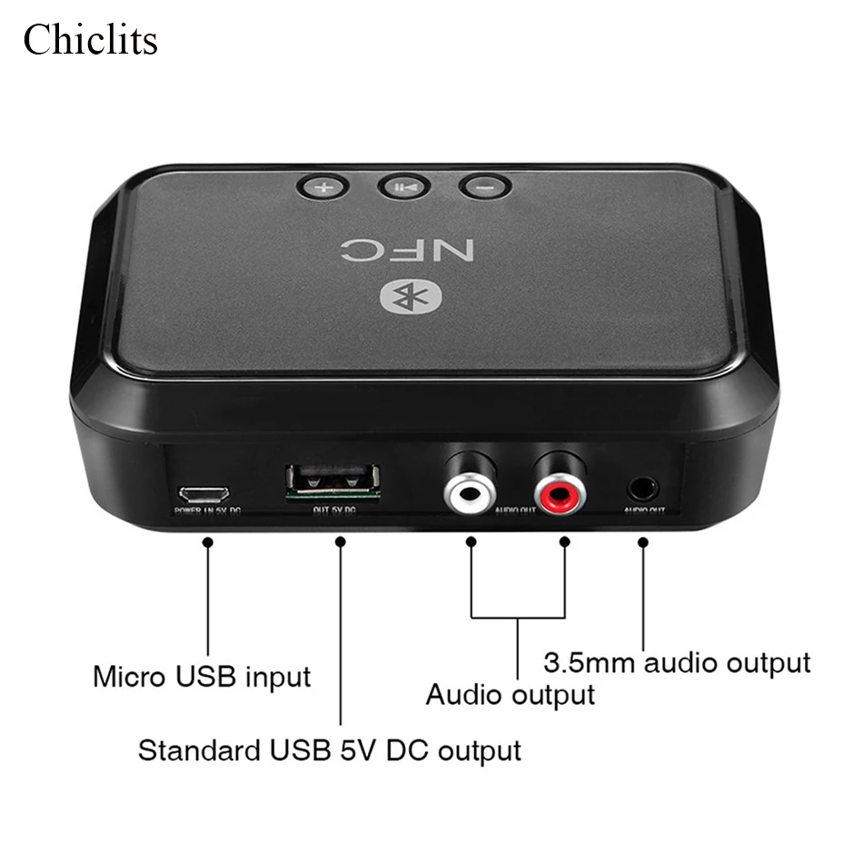 Bluetooth приемник Chiclits NFC/USB диск для чтения музыки стерео беспроводной адаптер 3,5 мм AUX/RCA автомобильный динамик аудио приемник