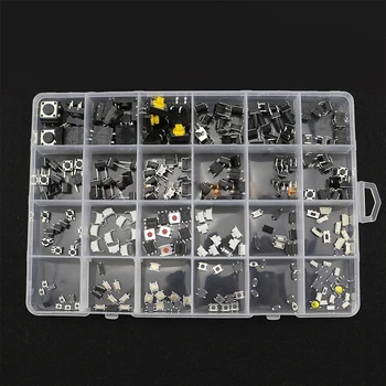 

250pcs 25 kinds key Tact Tactile Push micro switch kit pack 2*4 3*6 4*4 button 6x6 touch packageFor TV/Toys/home use Button