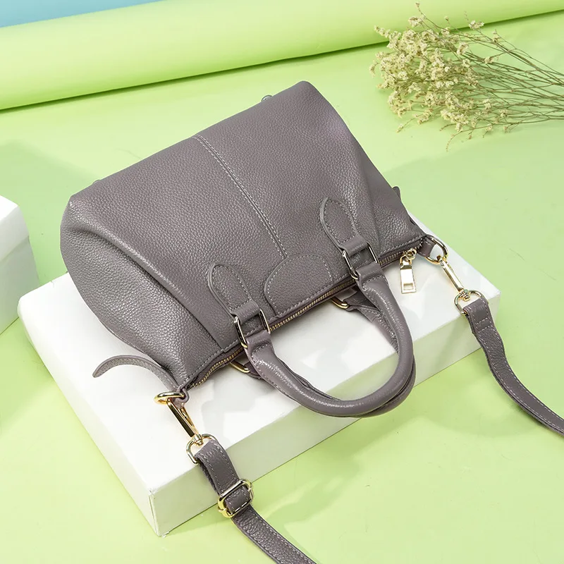 

WOMEN'S Leather Bags Full-grain Leather Large Capacity Hand Autumn And Winter New Style Lady Bag Shoulder Handbag Handle Soft Le
