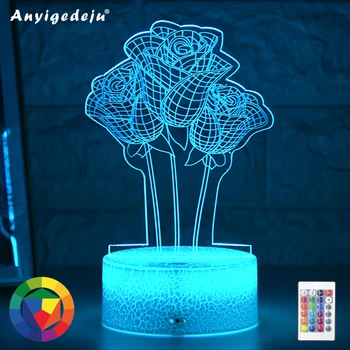 

Newest Kid Light Night 3D LED Night Light Creative Table Bedside Lamp Romantic Rose light Kids Gril Home Decoration Gift