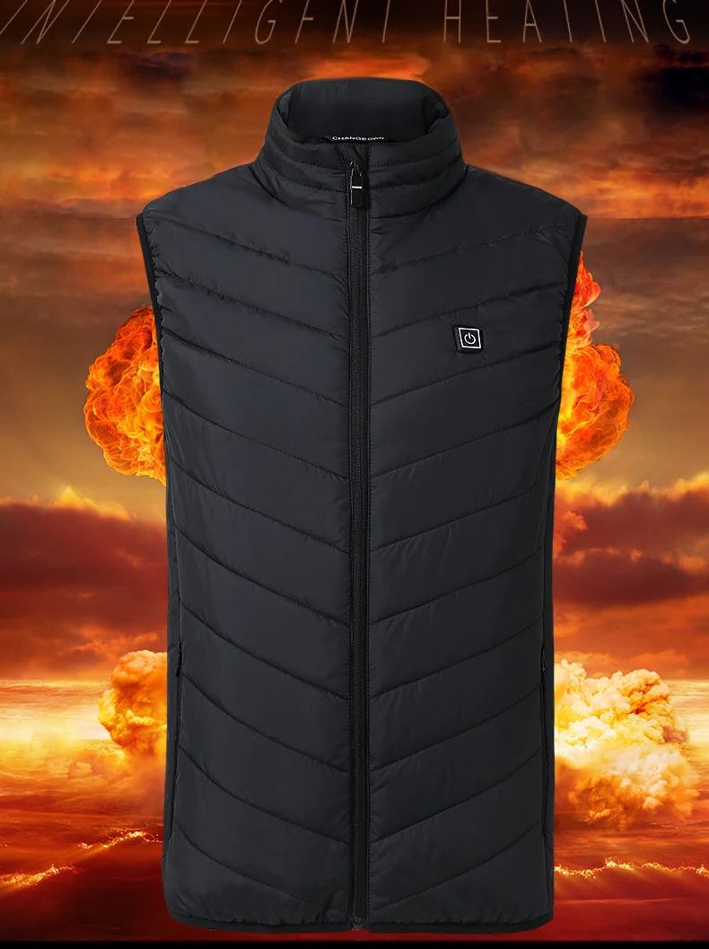 Smart Heated Vest Jackets Men USB Electric Heating Vests Winter Outdoor Warm Thermal Coat Clothing Women Sportswear 6XL XA218TQ