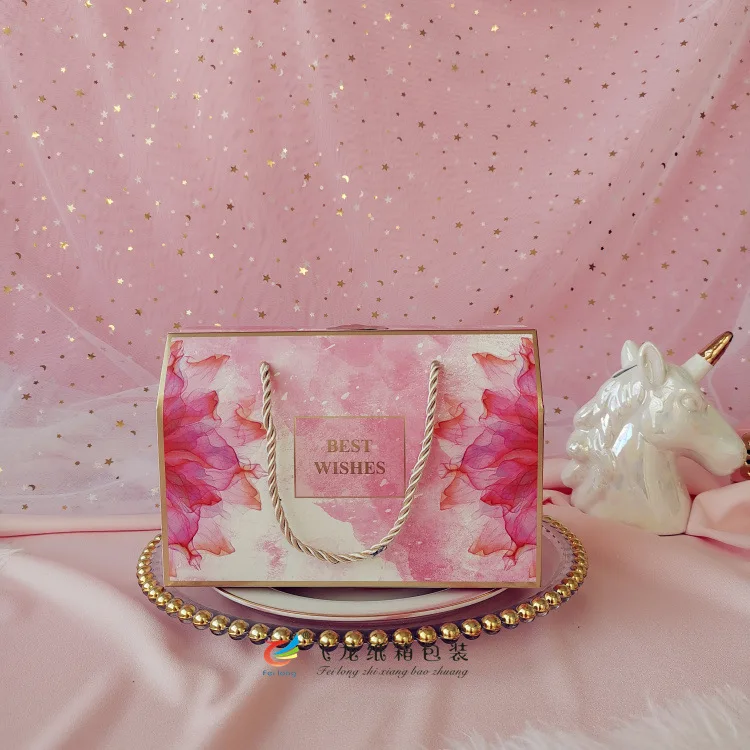 26x12x19cm Свадебная коробка для конфет, бумажная упаковка для дня рождения, Подарочная коробка для цветов, коробка для конфет, Новогодняя коробка для торта, печенья, boite dragees de mariage - Цвет: 26x12x19cm