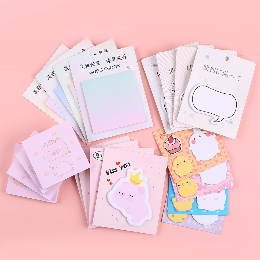 Cute Kawaii Sticky Note Memo Pad School Supplies Planner W6Q5 Stationery B6J4 
