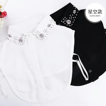 

Fake Collar Women Detachable Collars Diamond Crystal Lace Cotton Detachable For Shirt Sweater NS