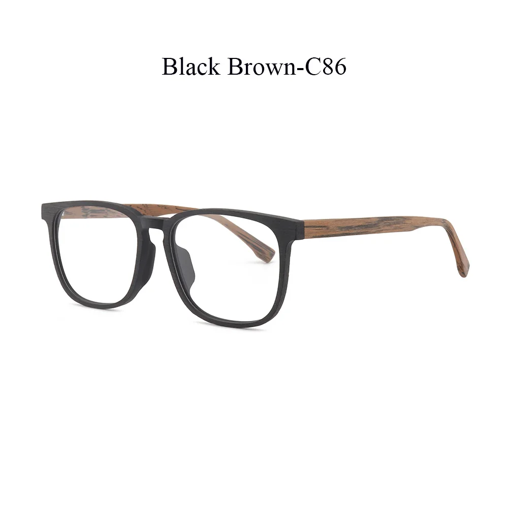 HDCRAFTER оптические очки с деревянными дужками рама мужчины Для женщин Сверхлегкий квадратный предписанные оправы очков с прозрачные Линзы для очков - Цвет оправы: Black Brown-C86