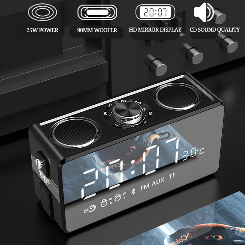 US $116.01 Alarm Clock Wireless Bluetooth Speaker Subwoofer Loud Sound Equipment For Cellphone Smart 3D Surround Radio Alarm Clock