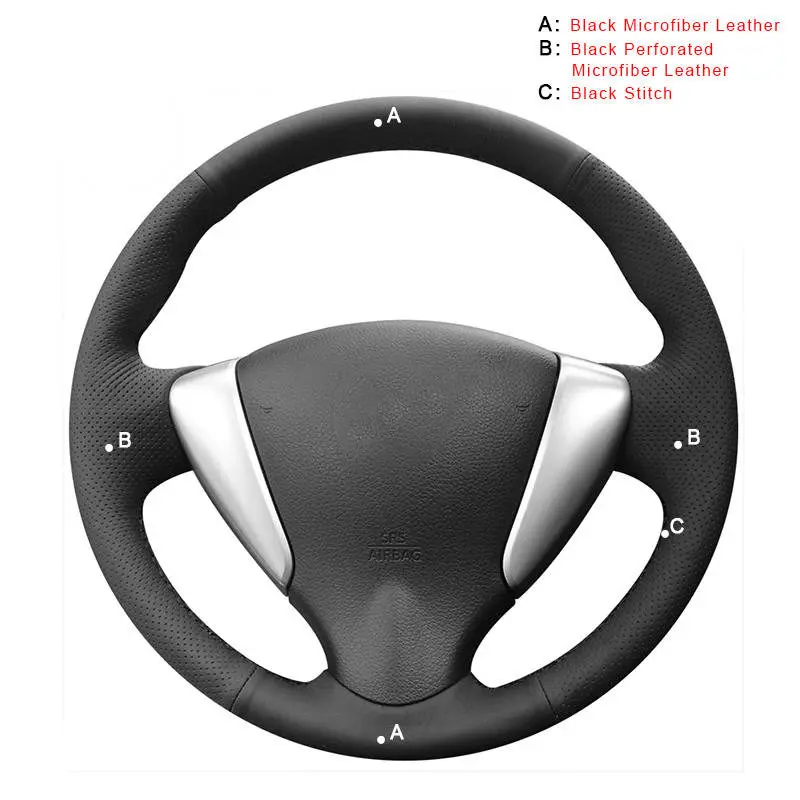 Авто оплетка на руле Крышка для Nissan Tiida Sylphy 2012- Versa- Versa Note DIY автомобильные оплетки крышки - Название цвета: Microfiber Leather