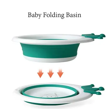 

Qshare Foldable Baby Bath Tub Basin Silicone infant Washing Face Foot Butt Tubs Collapsible Washbasin