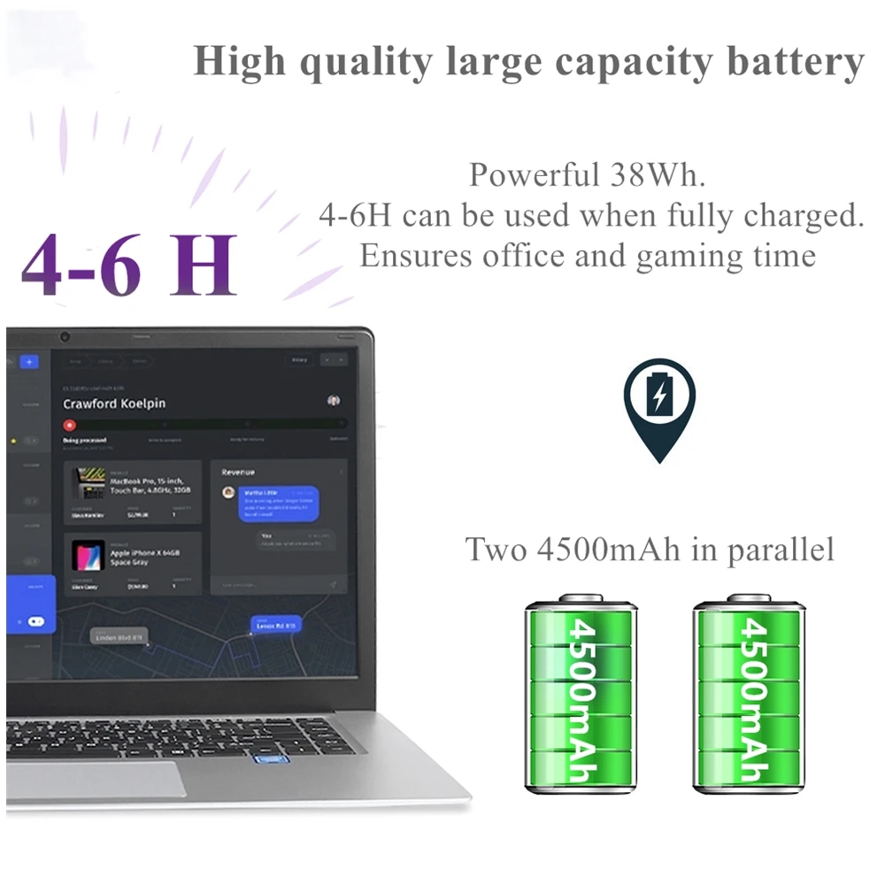 LHMZNIY 15,6 дюймовый студенческий ноутбук 8 ГБ ОЗУ 256 ГБ 512 ГБ SSD ноутбук intel J3455 четырехъядерный ультрабук с веб-камерой Bluetooth WiFi