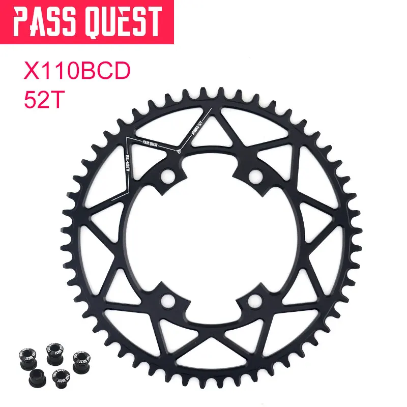 Пройти QUEST X110/4BCD круглый дорожный Велосипедное колесо цепной передачи коленчатого вала 40 T-52 T узкая широкая цепь для R2000 R3000 4700 5800 6800 DA9000 - Color: 52T