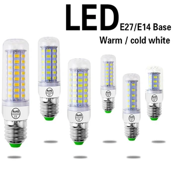 

LED Lamp AC 220V E27 E14 LED Bulb SMD5730 Corn Bulb 24 36 48 56 69 72LEDs Chandelier Candle LED Light For Home Decor
